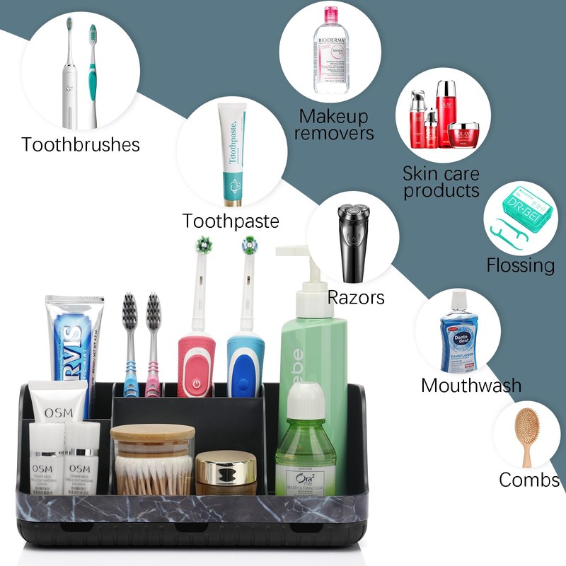 GFWARE Marble Black Toothbrush Holders for Bathrooms - Detachable 7