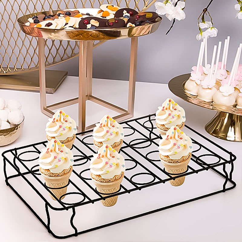Hiceeden 20 Holes Ice Cream Cone Stand, Non-Stick Cupcake Cone