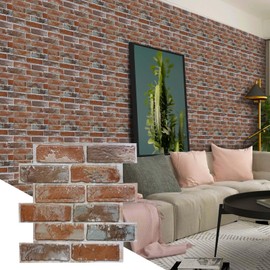 3D Peel and Stick Brick Wall Panels 10 Pack – 11.8"x11.8" Faux Brick Tiles Thin PVC, Paintable, Waterproof Small Brick Design for Kitchen Backsplash, Accent Walls, Fireplace, RV