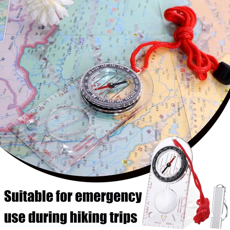Orientation Compass, Compass Hiking, 2 Compass Set with 2 Whistles,