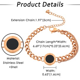 OIDEA Women's Men's Bracelet Roman Numerals Bangle Adjustable 17 + 5 cm Stainless Steel Bracelet Silver Rose Gold Gold, Stainless Steel