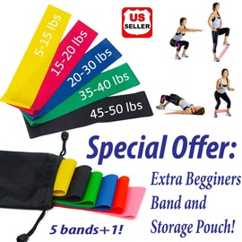 premiumwire Resistance Bands Loop Set of 6 Exercise Workout CrossFit Fitness Yoga Booty Band