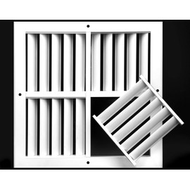 HVAC Premium 12'' w X 12'' h Extruded Aluminum Adjustable Surface Mount Supply Ceiling HVAC Air Grille – Interchangeable: 1-Way