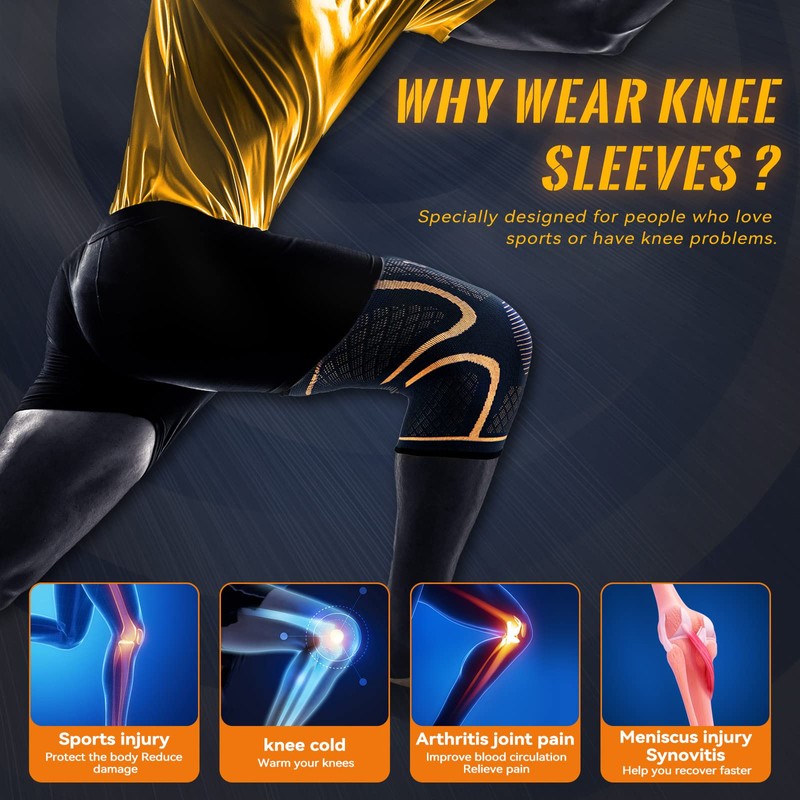 Copper Knee Braces for Men and Women (2 pack) -Knee