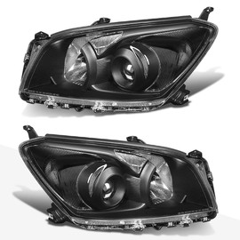 Replacement Projector Headlights Assembly Compatible with 09-12 Toyota Rav4 | Headlamps with Black Housing Clear Corner