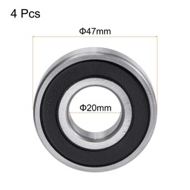 TOP-VIGOR 4Pcs 6204-2RS Deep Groove Ball Bearings, Z1 20mm x 47mm x 14mm Double Sealed Industrial Bearings, Chrome Steel Skateboard Bearings for Electrical Instrument Equipment