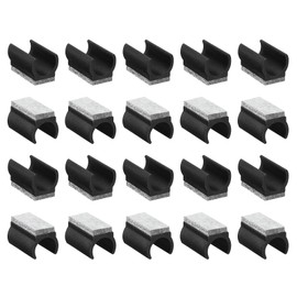 QUARKZMAN Pack of 20 Chair Leg Tip Caps with Felt Pads, U-Shaped Chair Tube Protectors, Furniture Protection Feet Gliders, Suitable for 22 mm Metal Tube Legs, Black, Grey Pads