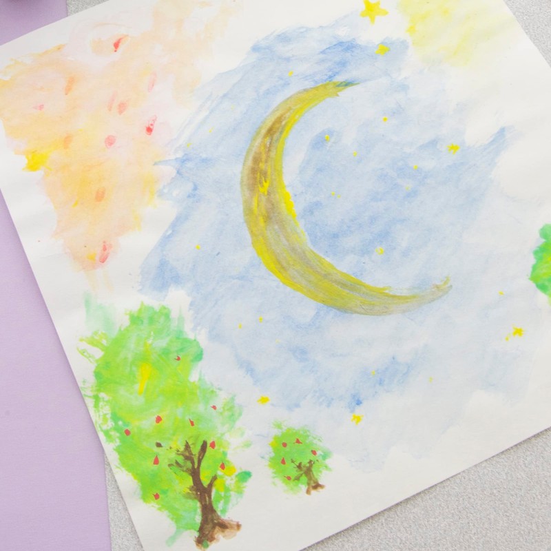 BAZIC Watercolor w/ Brush Semi Moist 8 Color, Non-Toxic Paint