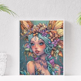 SVINOILER Beautiful Fairy Paint by Numbers Kit for Adults Fairies DIY Adult Paint by Numbers, Adults Paint by Number Kits on Canvas Bedroom Home Wall Decor 16x20Inch Frameless