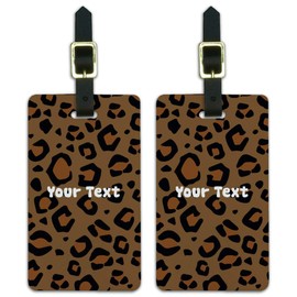 Custom 1 Line Leopard Animal Print Luggage ID Tags Cards Set of 2