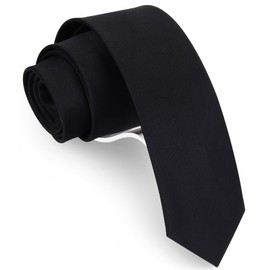 GUSLESON 2.4" Black Slim Tie For Men Solid Skinny Necktie (0973-01)