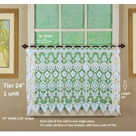 Today's Curtain Medallion Macramé Tier 24",White,35W x 24L