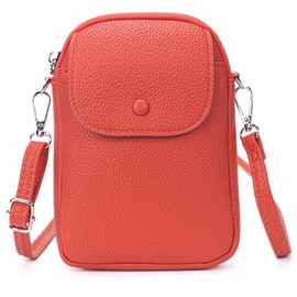 yumemono Smartphone Shoulder Bag, Shoulder Pouch, Small Items, Smartphone Pouch, Rounded Pochette, Leather, Diagonal Strap, Vertical, orange
