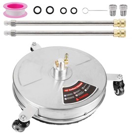 Willbebest 15'' / 16.5'' Pressure Washer Surface Cleaner with Wheels & 2 Wand & 2 Nozzles, 4000 PSI Stainless Steel Housing 1/4" Quick Connector Power Washer Surface Cleaner (15 inch with 3 Wheels)