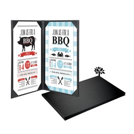 Restaurant Menu Covers Holders 8.5 X 14 Inch, Double View Leather Menu Holder Covers, Black Leather Menu Covers for Wine List, Drinks, Cafes, Bar, Hotel(8.5" X 14"/2 View-Book Style/1 Pack)