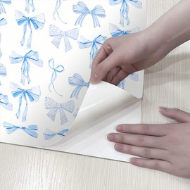 Reateforin Blue Bow Wall Decor Women Girls Room Decorative Funky Preppy Light Bow Wall Stickers Bows Decals for Walls Bows Decorations Nursery Girls Wall Decals Bedroom Coquette Room 59"x78.7"