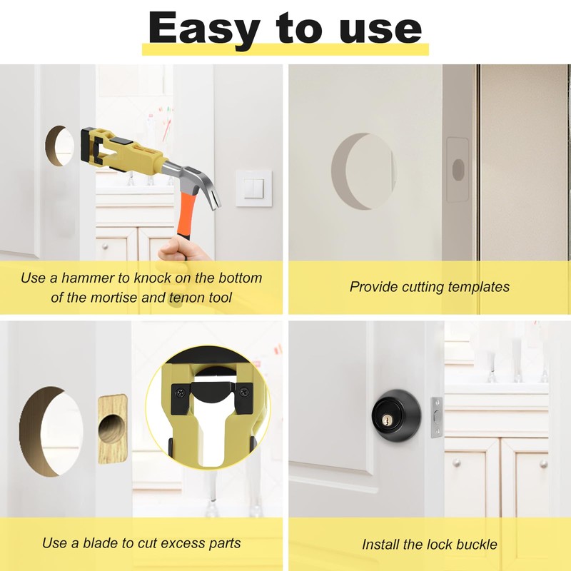 Door Latch Mortise Tool Impact Resistance Non Slip Textured Surface