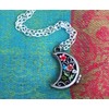 Adjustable Silver Plated Half Moon Filigree Picture Locket Pendant Necklace