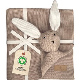 DIKOS® Original Baby Blanket Cuddly Rabbit Cappuccino 100% Organic Cotton Newborn Blanket Cuddly Blanket Knitted Blanket Girl/Boy Cuddly Blanket Baby First Essentials Gift at Birth