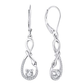 Starnny Women's Earrings Silver 925 Snake Infinity Earring 3A Zirconia Earrings White Gift for Women, Sterling Silver, Cubic Zirconia
