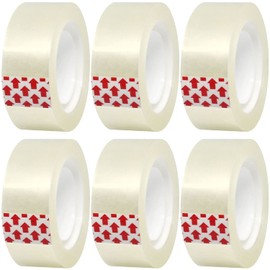 Pckpgon Transparent Tape Refills, 6 Rolls, 3/4 x 1000 Inches, 1 inch Core, Clear Desk Refillable Tape Dispenser Refill Rolls, Glossy Gift Wrapping Tape, Engineered for Home Office School Use