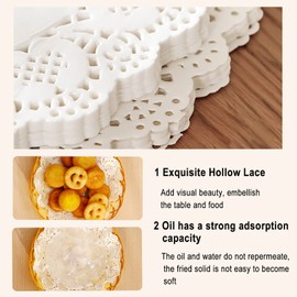 Karjiaja 150PCS Lace Paper Doilies Wedding Assorted Paper Doilies White Rectangular Doilies Disposable Oval Doilies Lace Paper Round Doilies Decorative Doilies for Party Cakes Craft Table Plates Saucers