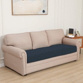 Easy-Going - Funda de cojín elástica para sofá, protector de muebles, asiento de sofá, funda de sofá, flexibilidad suave con parte inferior elástica (cojín de sofá, color azul oscuro)