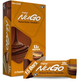 NuGo NuGo Protein Bar, Peanut Butter, 11g Protein, Gluten Free, 15 Count