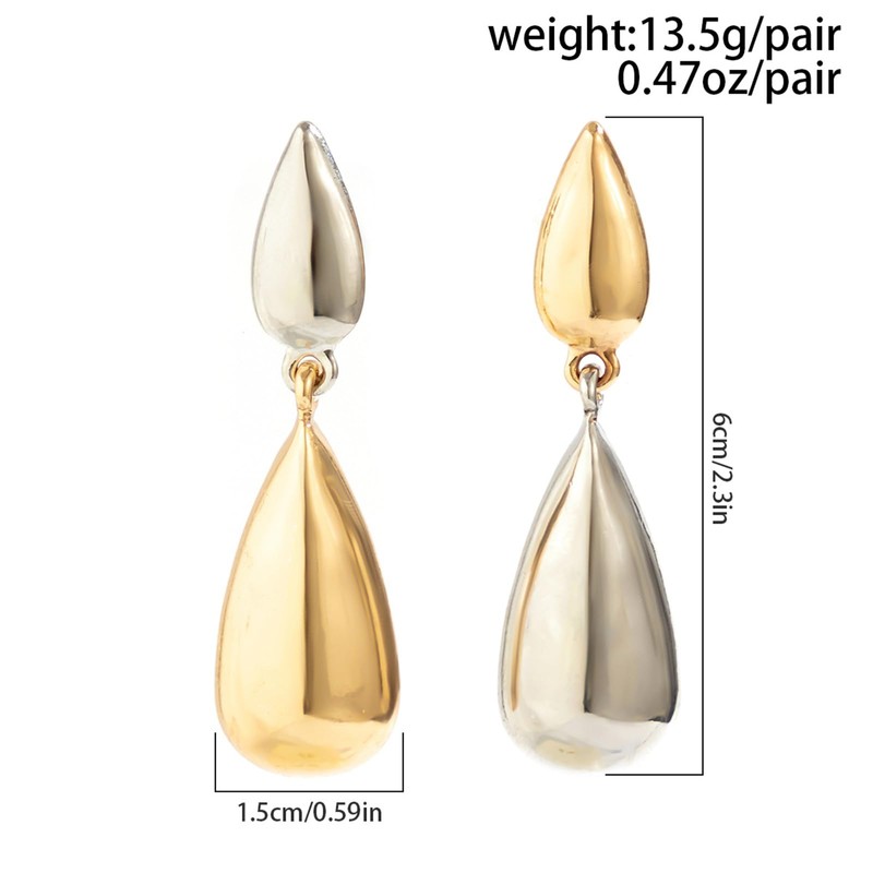 Wendalern Teardrop Chunky Earrings Two Tone Tear Dangle Earrings Gold