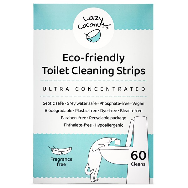 Lazy Coconuts Toilet Bowl Cleaner Strips - 60 Cleans, Plastic-free,