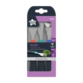 Tommee Tippee Big Kids Stainless Steel First Cutlery Set, Rounded Edges, Chunky Handles, 12m+
