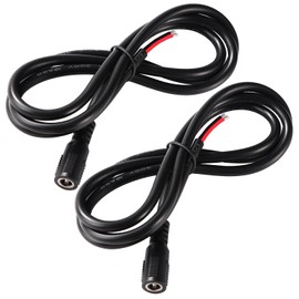 KUOQIY 2 pieces 100 cm 18 AWG DC pigtail cable, DC 5.5 mm x 2.1 mm socket to bare wire open end power supply repair cable, for CCTV surveillance camera, DVR, LED strip light, etc