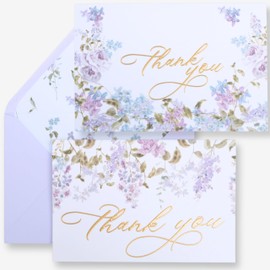 Nuoerp 30 Pack Thank You Cards with Envelopes, Floral Foil Premium Cotton Paper, Thank You Notes for Personal Message, Bulk Set for Small Business, Wedding, Bridal Shower, Gratitude for Special