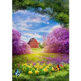 America Forever Spring Farmhouse Garden Flag 12.5 x 18 inches Double Sided Country, Rustic, Butterflies, Bloom - Seasonal Yard Lawn Outdoor Decorative Happy Spring Garden Flag