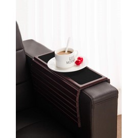 GEHE Bamboo Sofa Arm Tray Table for Couch Flexible/Foldable Sofa Tray Couch arm Table Perfect for Drinks Snacks Remote Control or Phone Great arm Tray for Couch armrest
