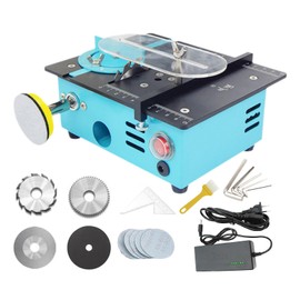 Mini Table Saw, 96W Dual Motor Small Table Saw, Mini Saw for Crafts, Max.12mm Cut Thickness, 0-180° Cut Angle, 4 Saw Blades for Craftsman DIY Wood Model PVC Board Thin Metal Sheets