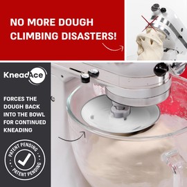 KneadAce Dough Hook Shield for KitchenAid - Prevents Your Dough from Climbing Up and Clogging Up Your Mixer – Mess Free Mixer Accessory Compatible with Most C Shape Dough Hooks (White)