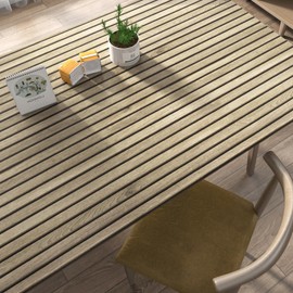 ReWallpaper 17.7in×23ft Oak Slat Wood Peel and Stick Wallpaper Self Adhesive Contact Paper Decorative for Kitchen Cabinets Faux Wooden Slats for Wall Apartment Friendly Accent Wallpaper for Bedroom