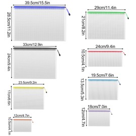 TKOOFN 40pcs Mesh Zipper Pouch Bags, 8 Size Zipper Bags for Organizing Storage, Waterproof Zipper Pouches, File Document Bags for School, Travel,Toys, Puzzle, Board Games and Office Supplies