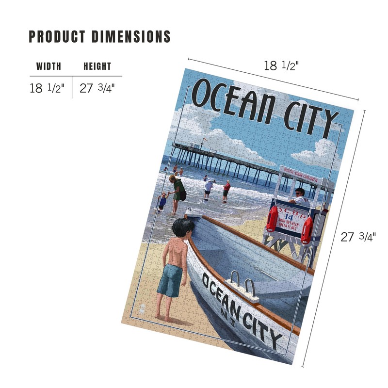 Lantern Press 1000 Piece Jigsaw Puzzle, Ocean City, New Jersey,