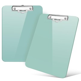 2 PCS A4 Clipboards,Plastic Clipboard with Pen Holder,Clip Boards 8.5x11 with Low Profile Clip,Cute Hanging Clipboard for School Office Supplies Clipboards for Kids,Portable Clip Board-Grayish Green