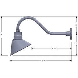 10in. Satin Black Angle Shade Gooseneck Sign Light Fixture with 22in. Long Extension Arm - Wall Sconce Farmhouse, Vintage, Antique Style - UL Listed - 9W 900lm A19 LED Bulb (5000K Cool White)