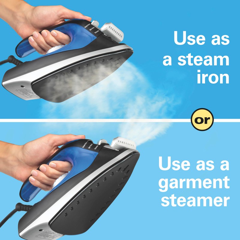 Hamilton Beach 2-in-1 Steam Iron for Clothes and Garment Steamer