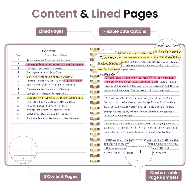 Lined Spiral Journal Notebook for Women & Men, 140 Pages,