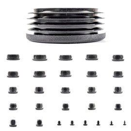24mm Plastic End Caps, Black Round Tube Inserts, Pack of 4 (See Second Image for Ordering Guide) - Made in Germany