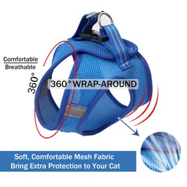 Cat Harness and Leash for Walking Escape Proof Ultra Light Adjustable Kitten Harness with Reflective Strap Soft Mesh Cat Vest Breathable Harness Set for Puppies Rabbits,Cats and Small Pets - Lnichot