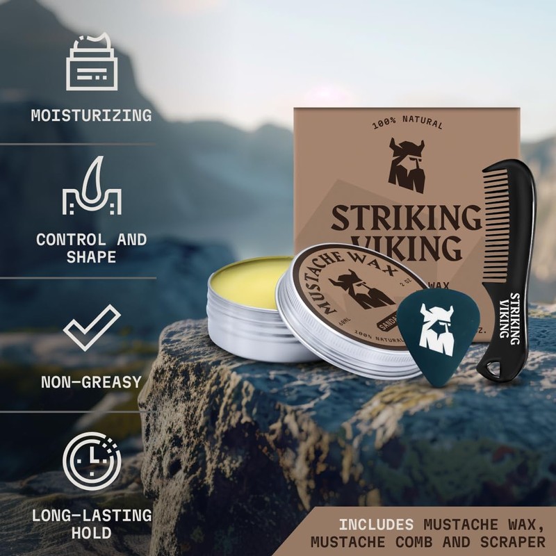 Striking Viking Mustache Wax Kit & Comb Set - 2