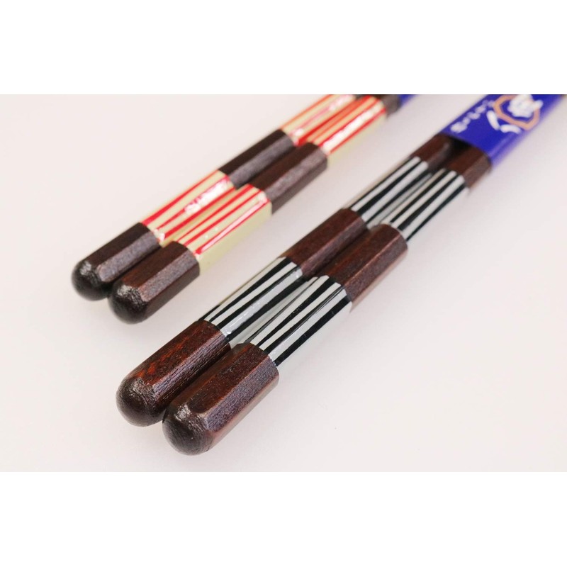 Ishida Painted Chopsticks Octagonal Vertical Stripe, Made in Japan, 8.9