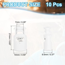 PATIKIL Plastic Cord Lock, 10 Pack Single Hole Spring Toggle Stopper Adjustable Cord Stops Fastener End for Paracord, Camping, Hiking, Drawstring, Shoelace Replacement, White