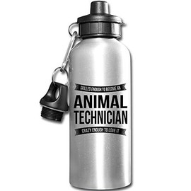 Funny Animal Technician Water Bottle For Men Women New Job Gifts Appreciation 20 fl oz Bottle Silver